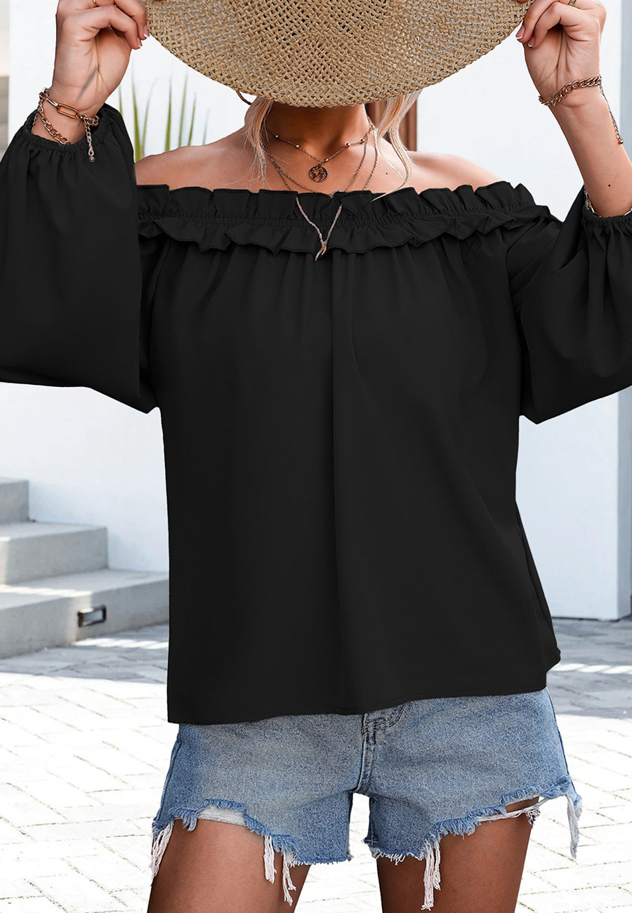 Ruffle Trim Off-Shoulder Top