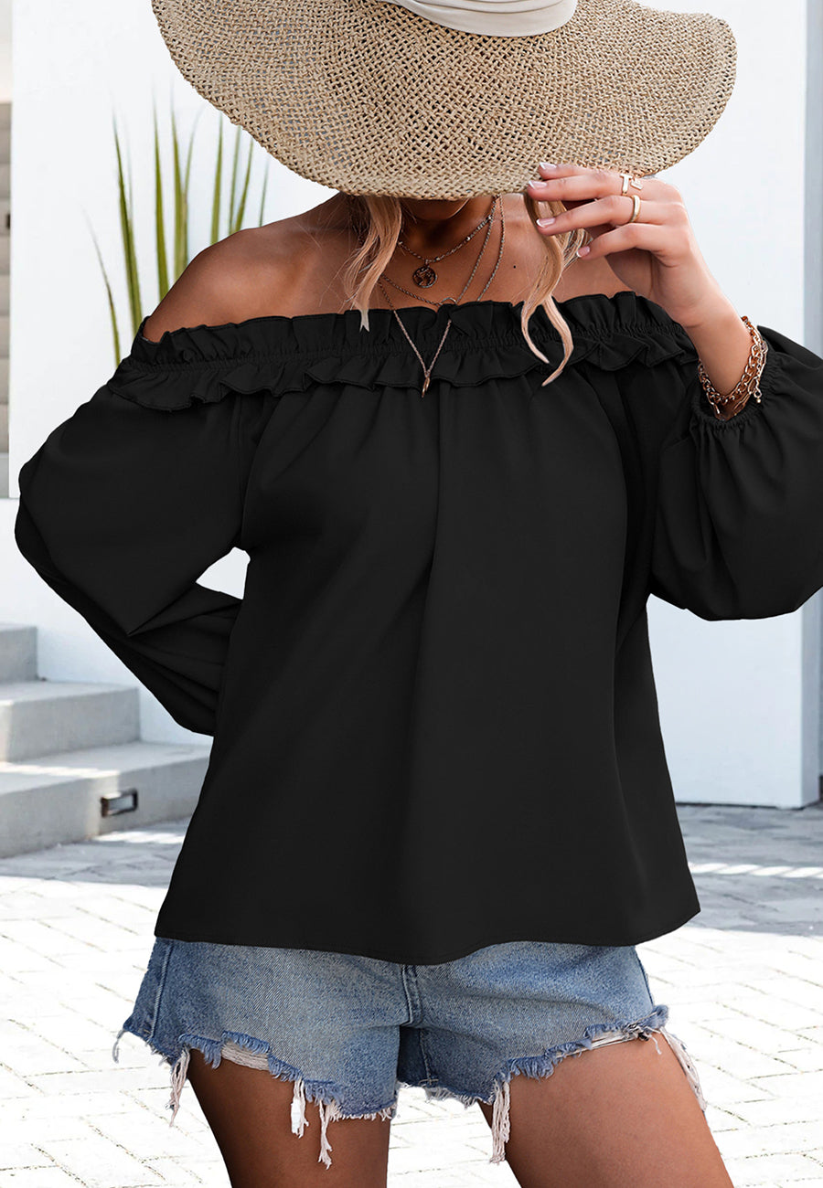 Ruffle Trim Off-Shoulder Top