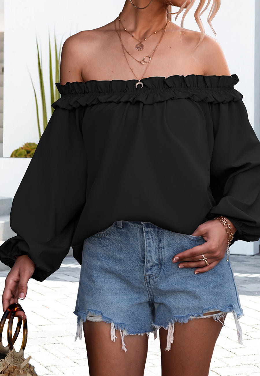 Ruffle Trim Off-Shoulder Top