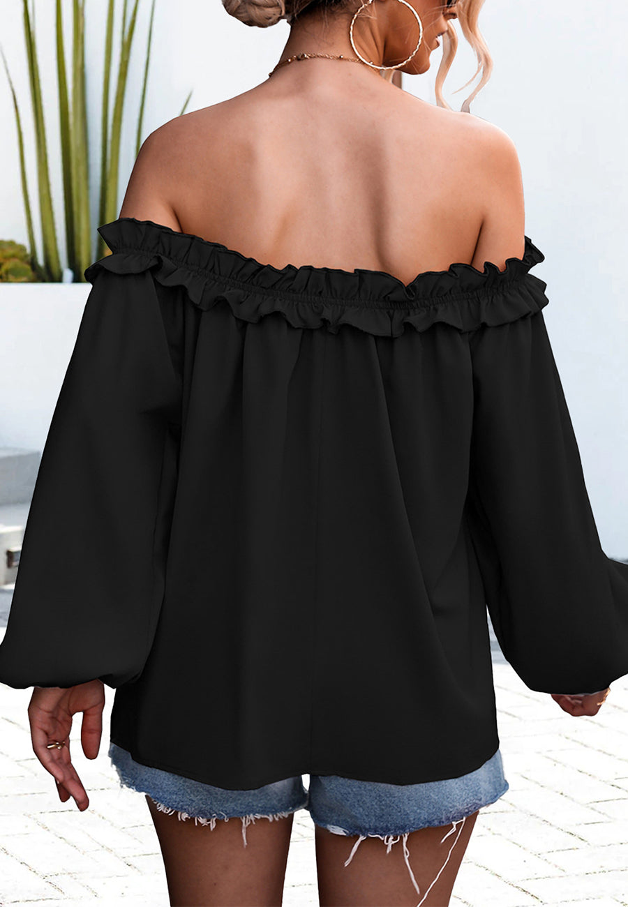 Ruffle Trim Off-Shoulder Top