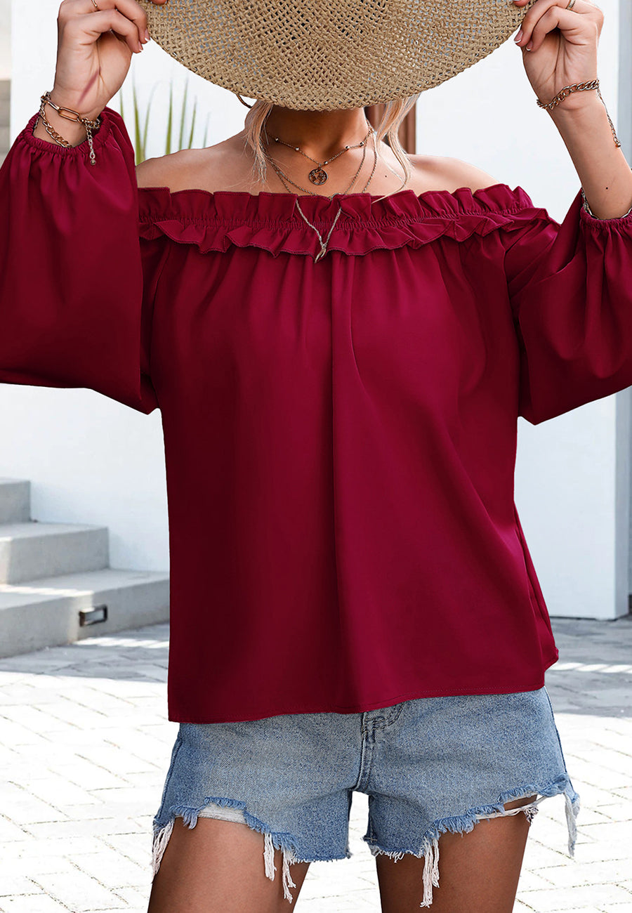 Ruffle Trim Off-Shoulder Top