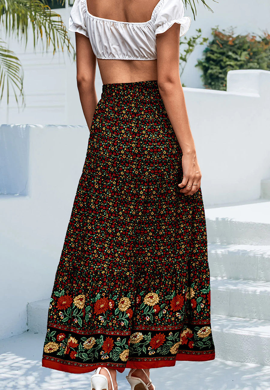 High Waist Floral Bohemian Skirt