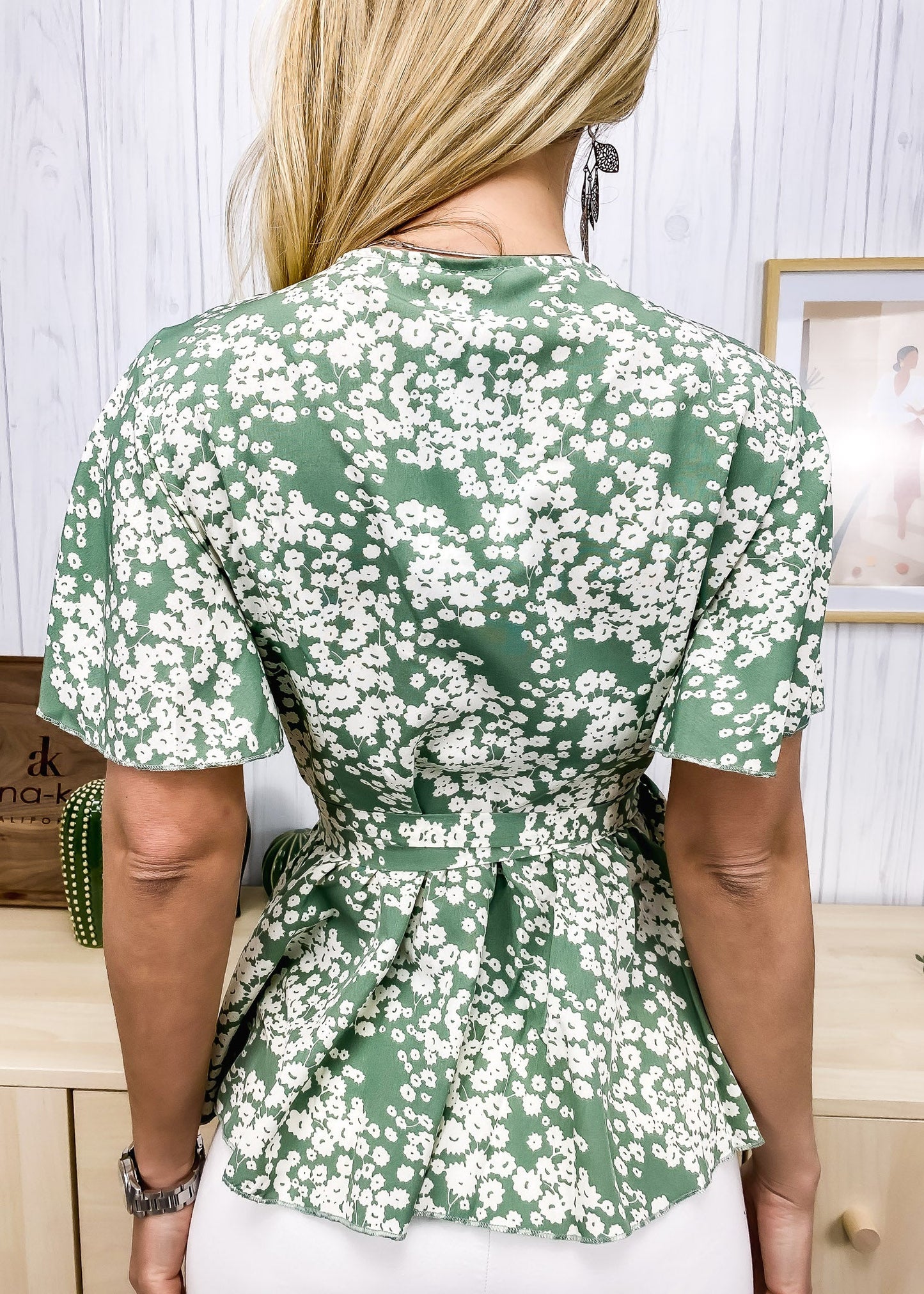 Floral Print Wrap Top