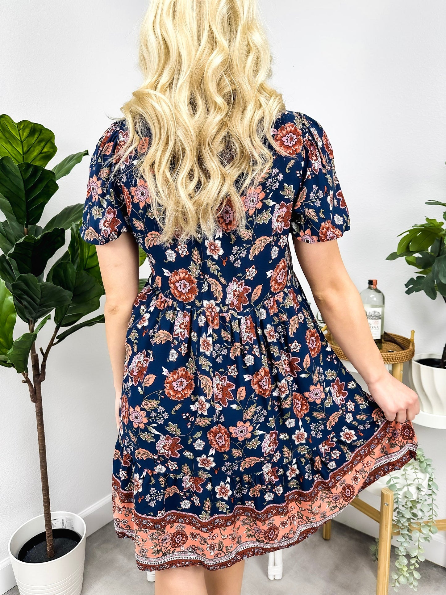 Floral Puff Sleeve Bohemian Dress