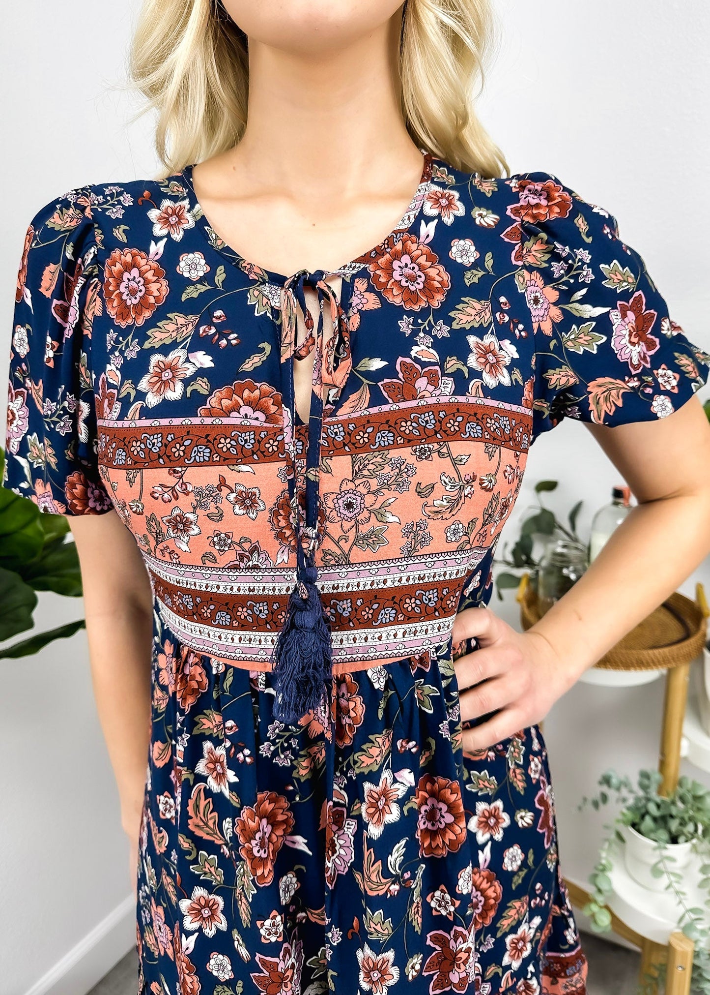 Floral Puff Sleeve Bohemian Dress