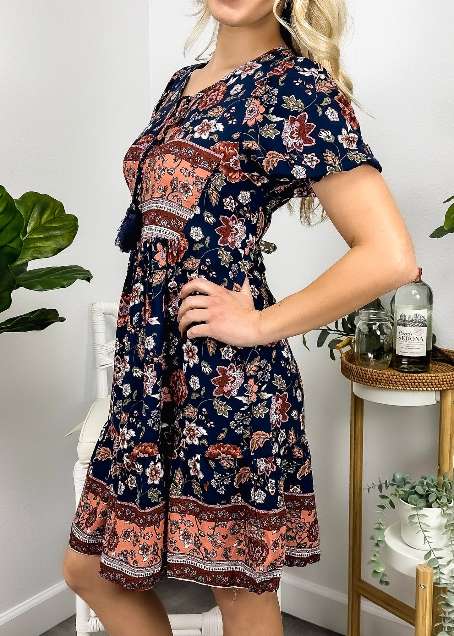 Floral Puff Sleeve Bohemian Dress