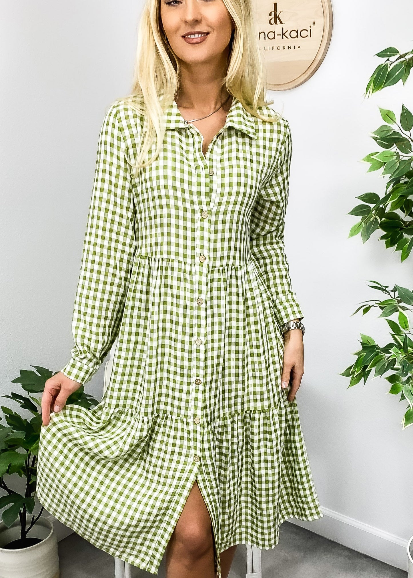 Gingham Button Down Dress