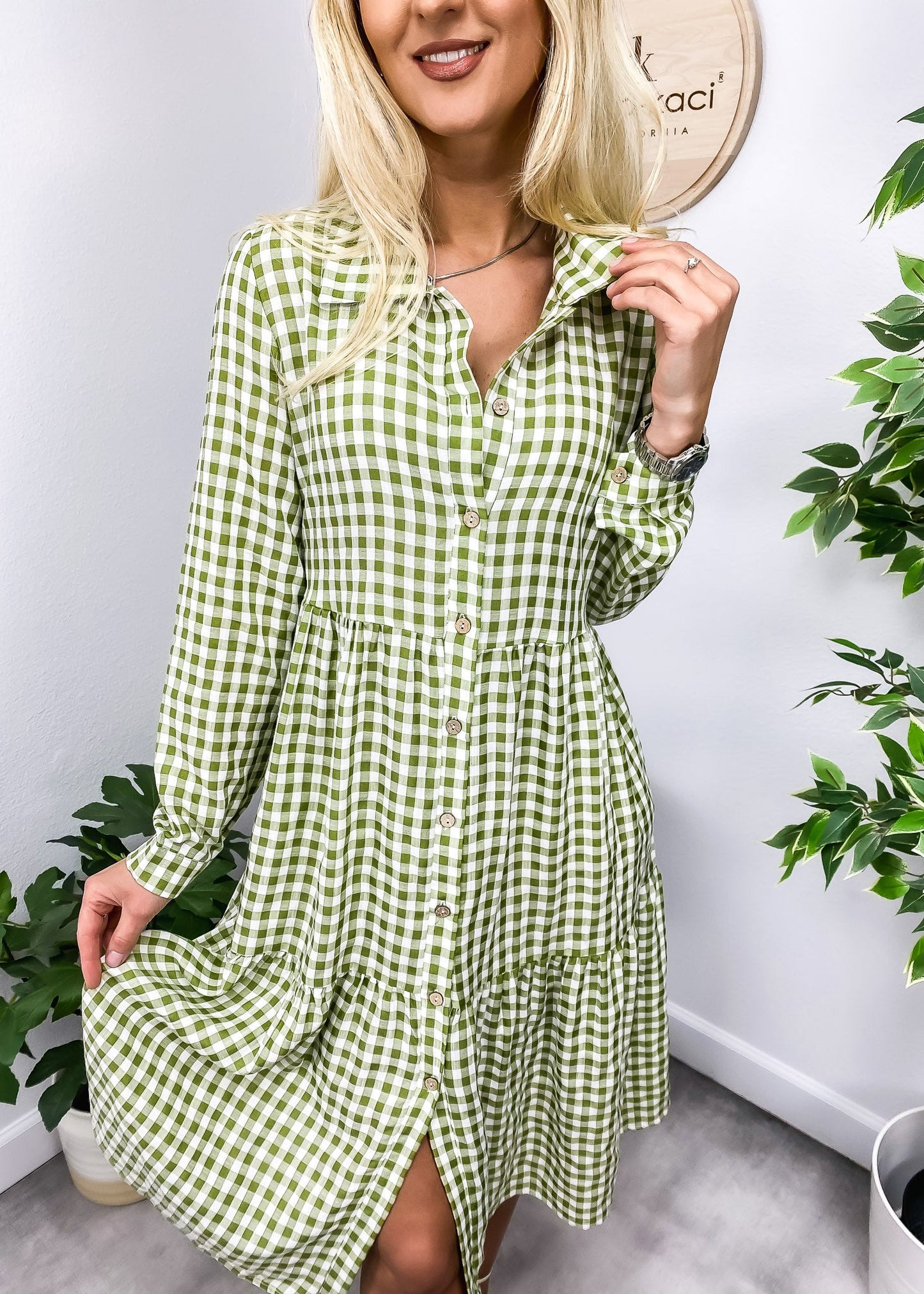 Gingham Button Down Dress