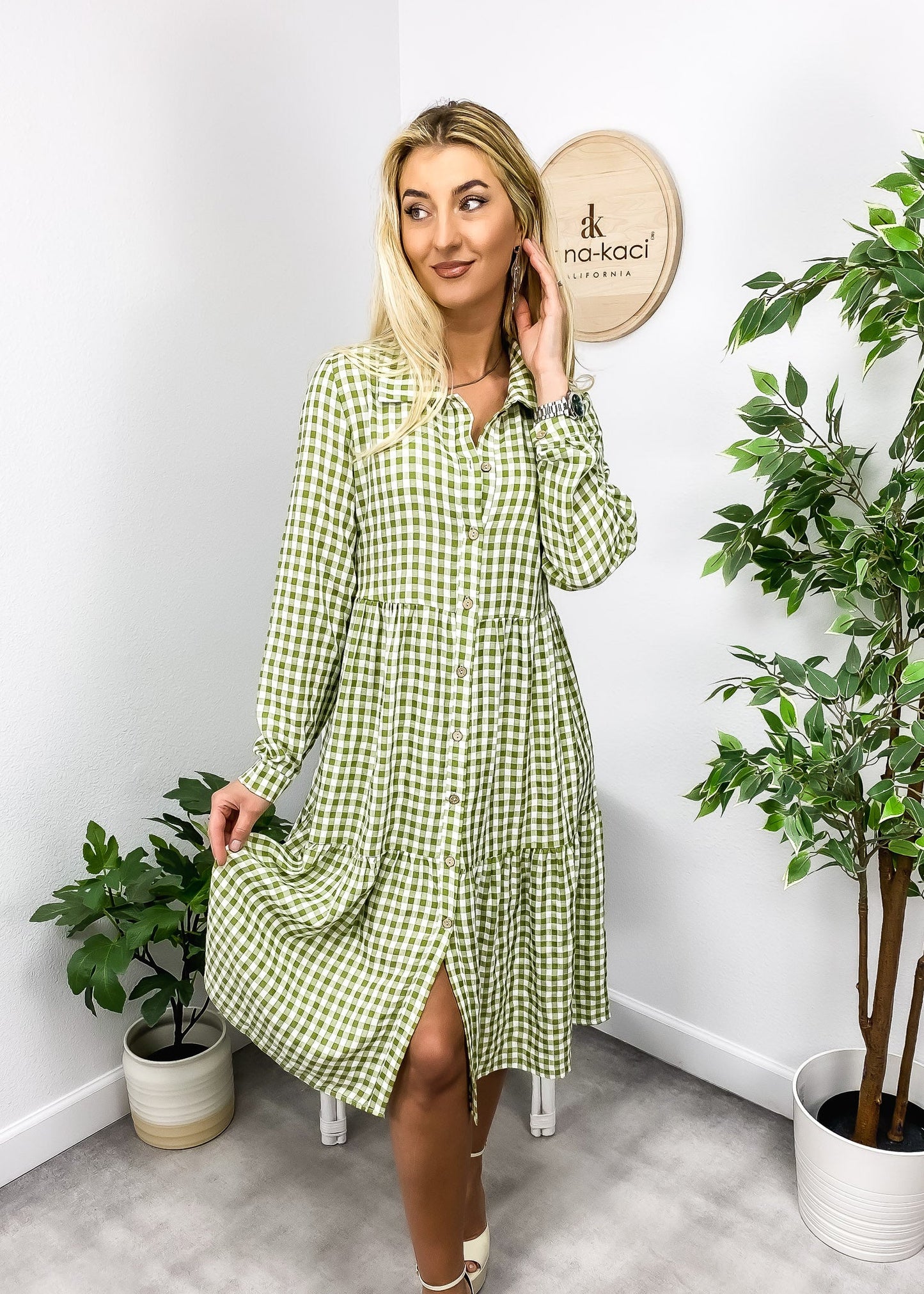 Gingham Button Down Dress
