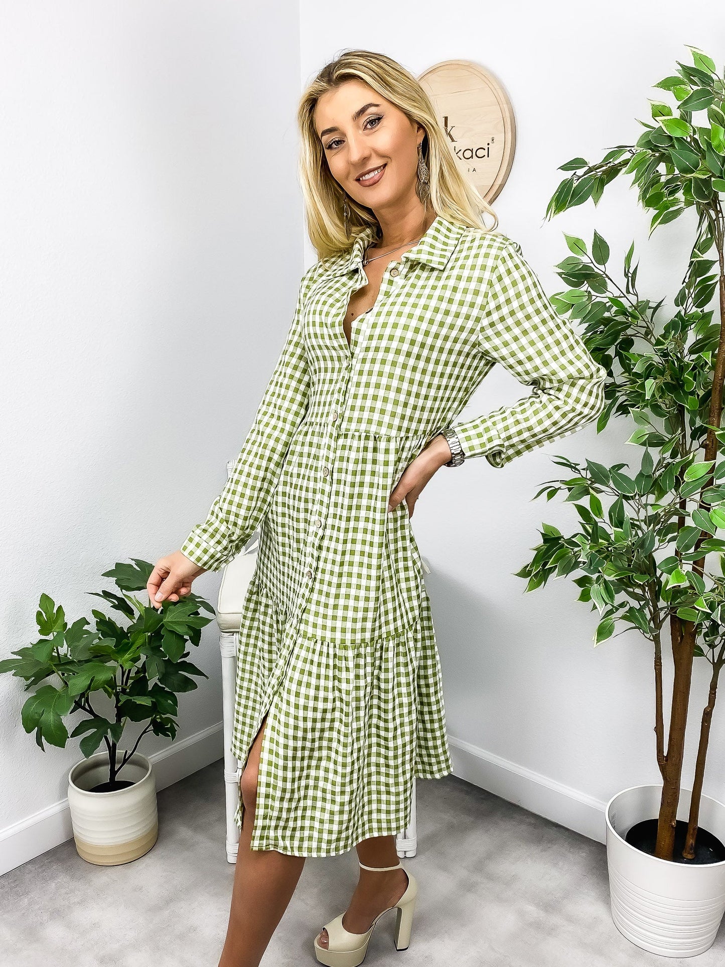 Gingham Button Down Dress