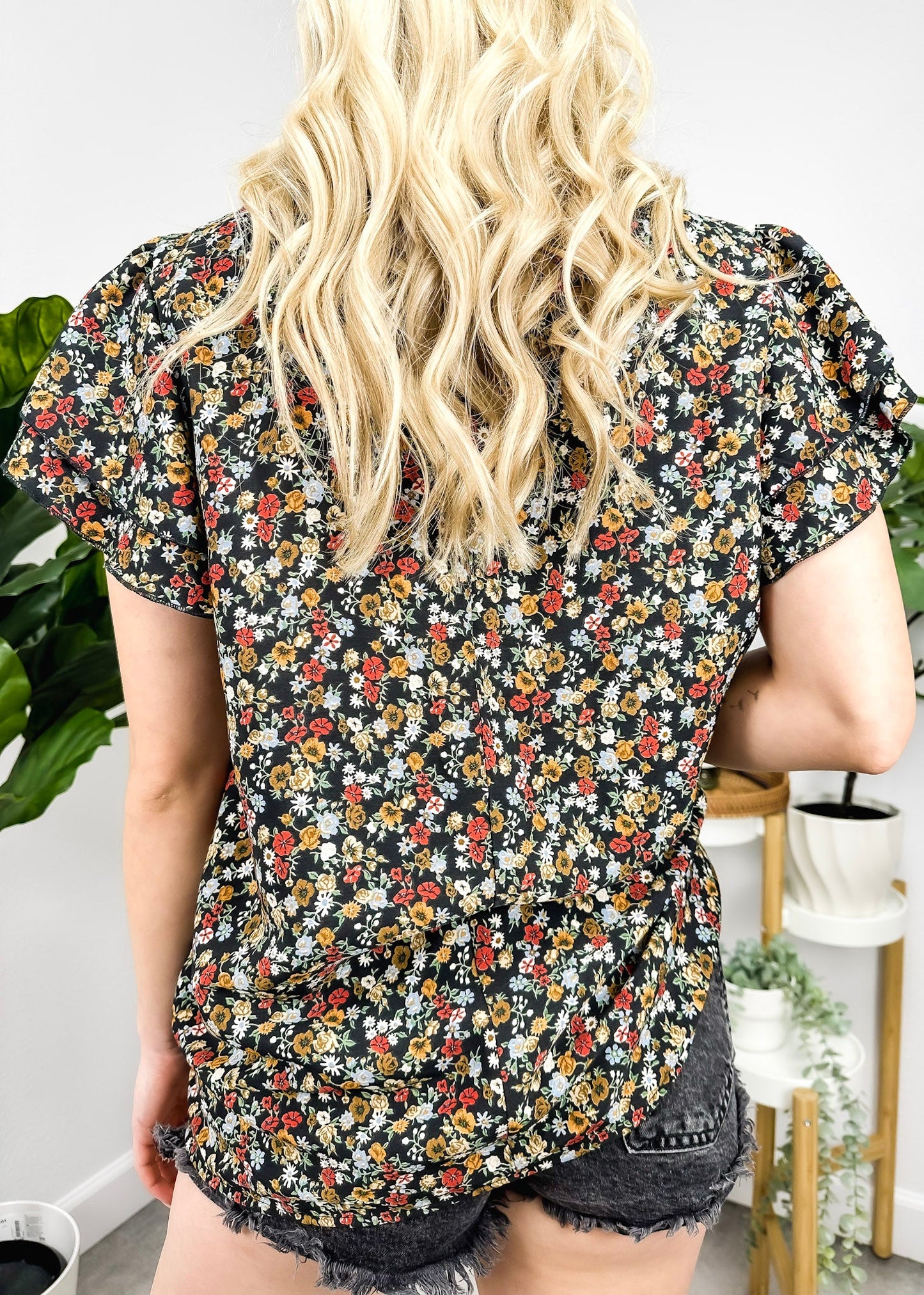 High Neck Tiered Sleeve Blouse