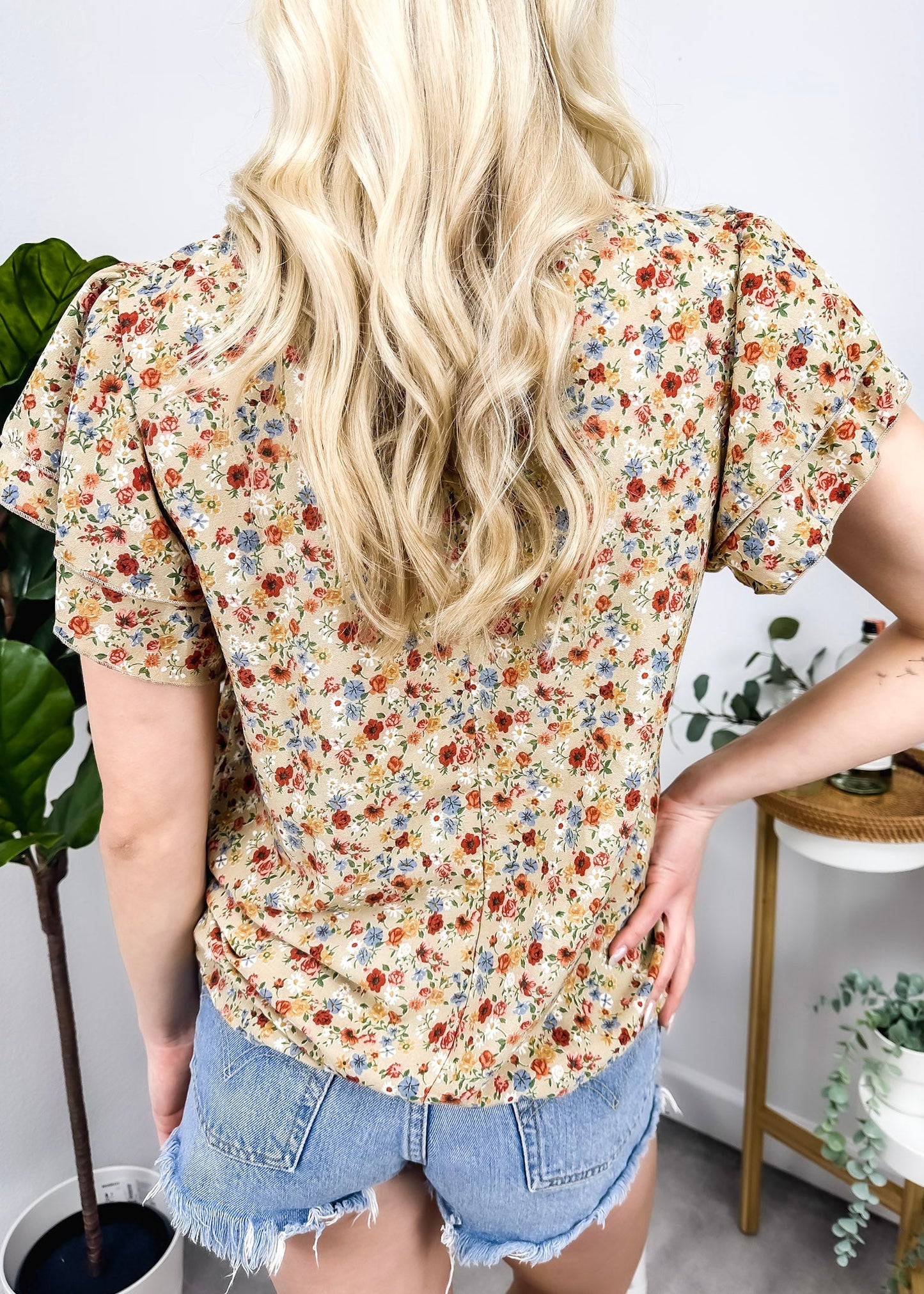 High Neck Tiered Sleeve Blouse