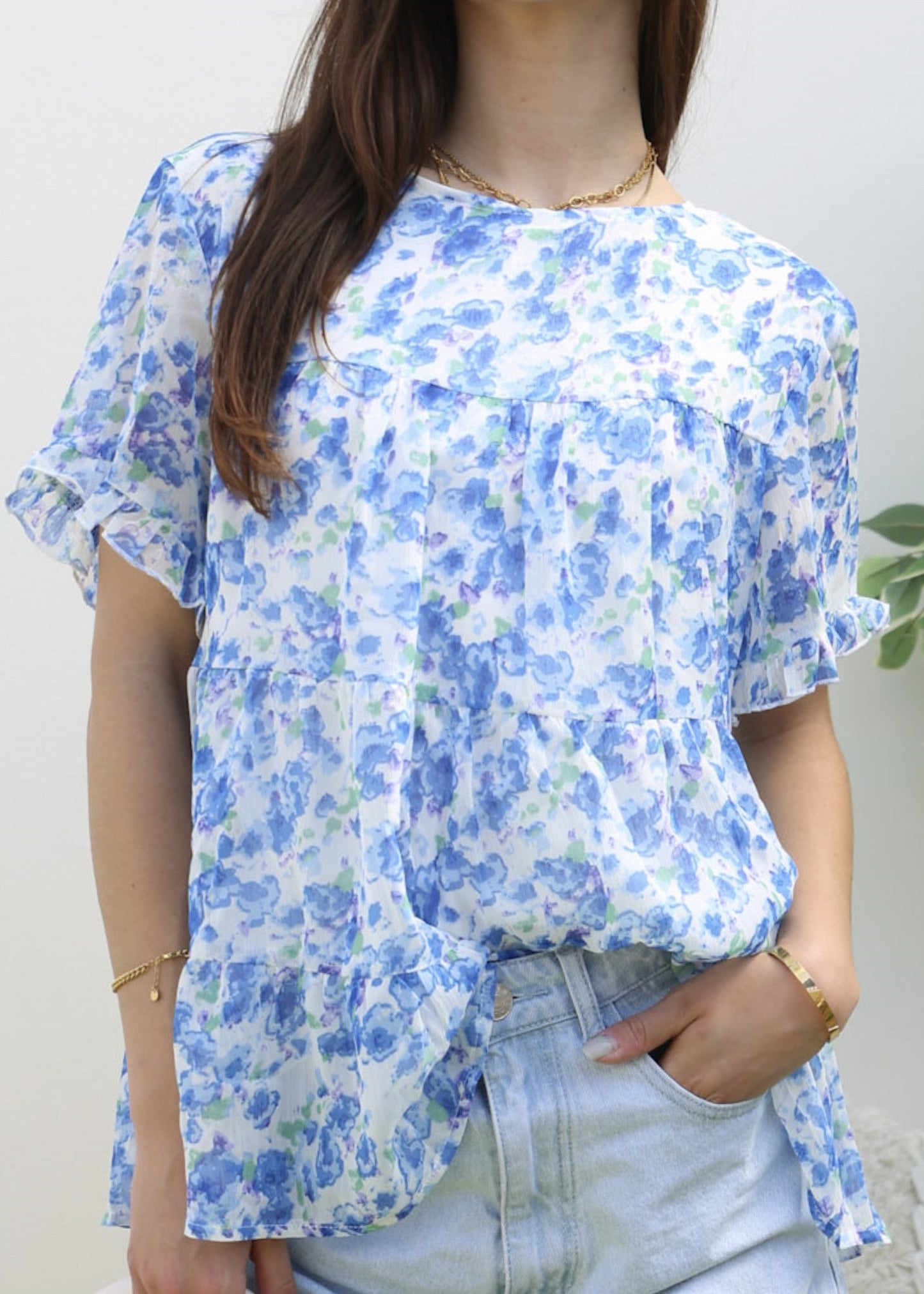 Short Sleeve Tiered Blouse