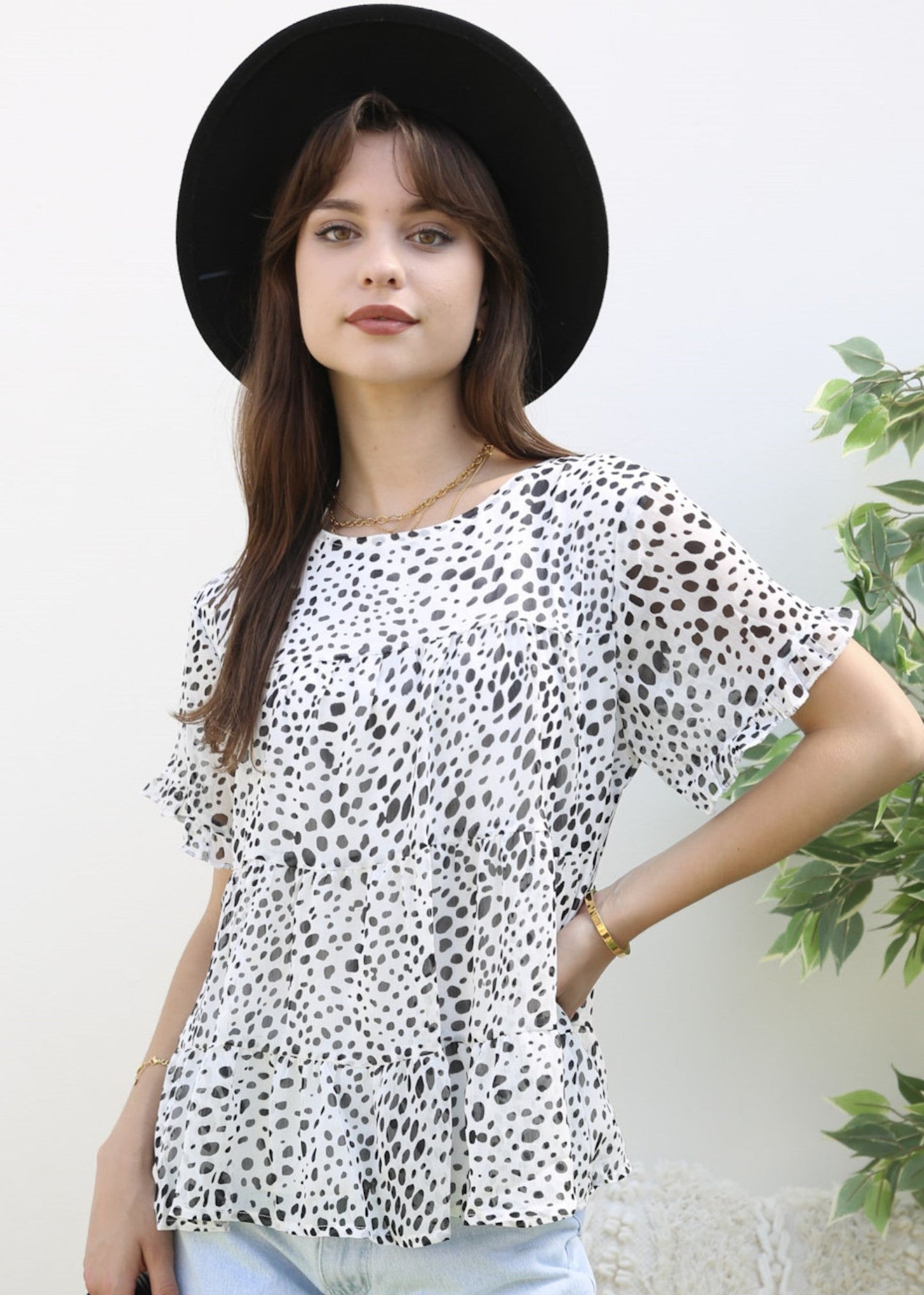 Short Sleeve Tiered Blouse