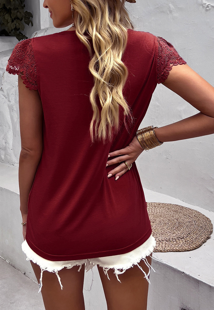 Scallop Lace Trim Button Top