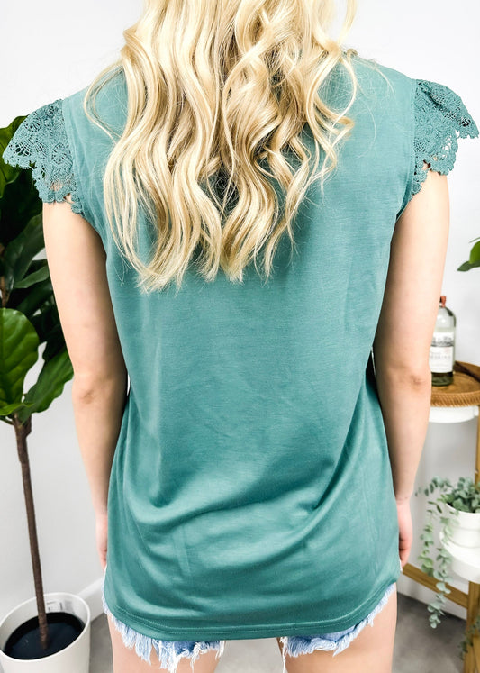 Scallop Lace Trim Button Top