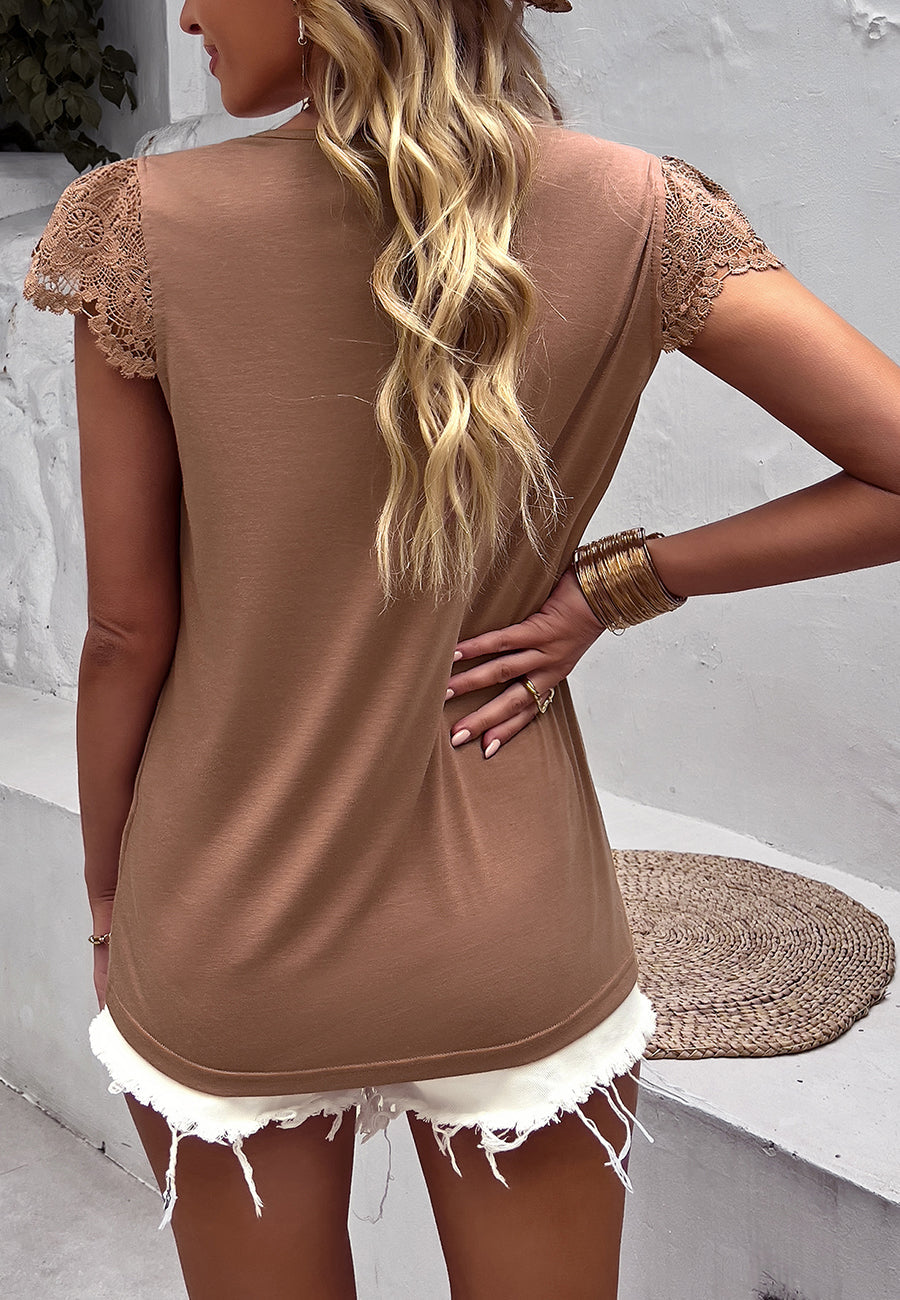 Scallop Lace Trim Button Top