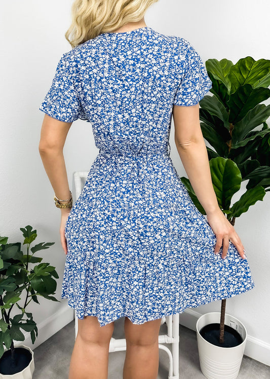 Surplice Neck Flutter Sleeve Dress