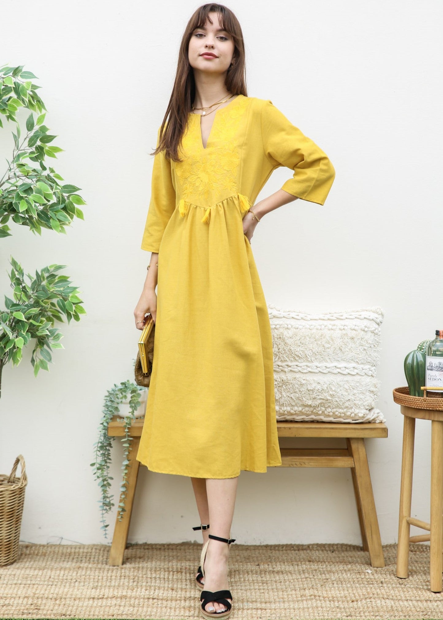Lace Detail Kaftan Dress