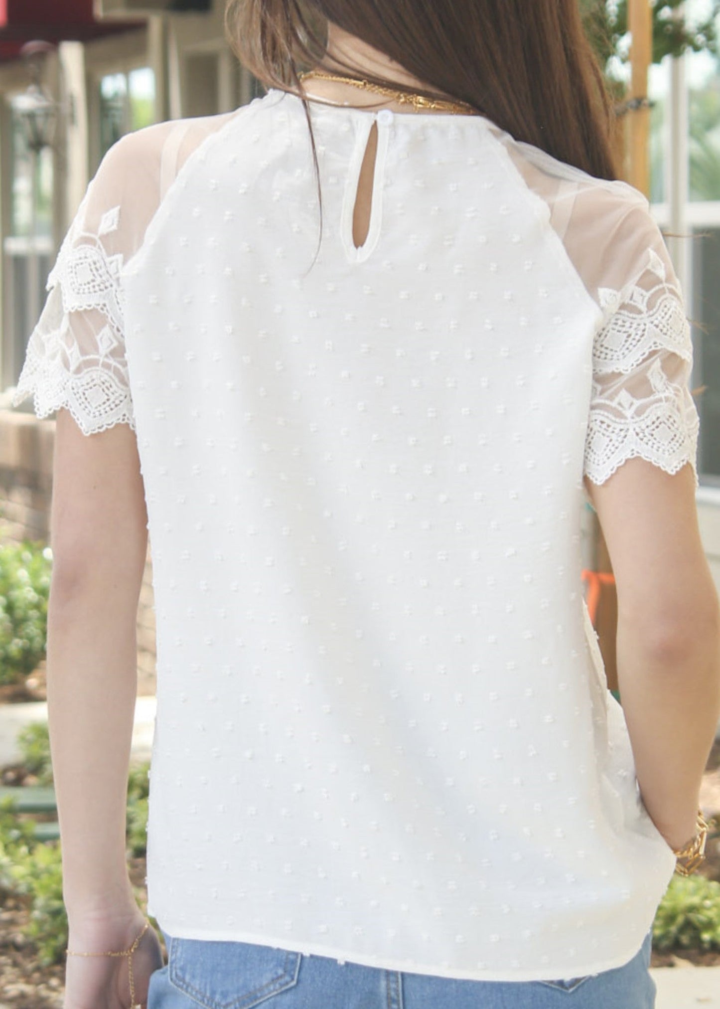 Mesh Lace Sleeve Blouse