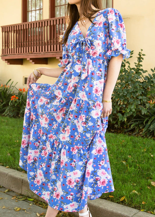 Tie Front Floral Maxi Dress