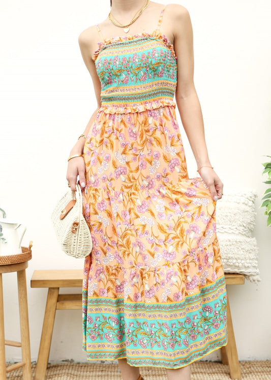 Ruffle Detail Tiered Bohemian Dress