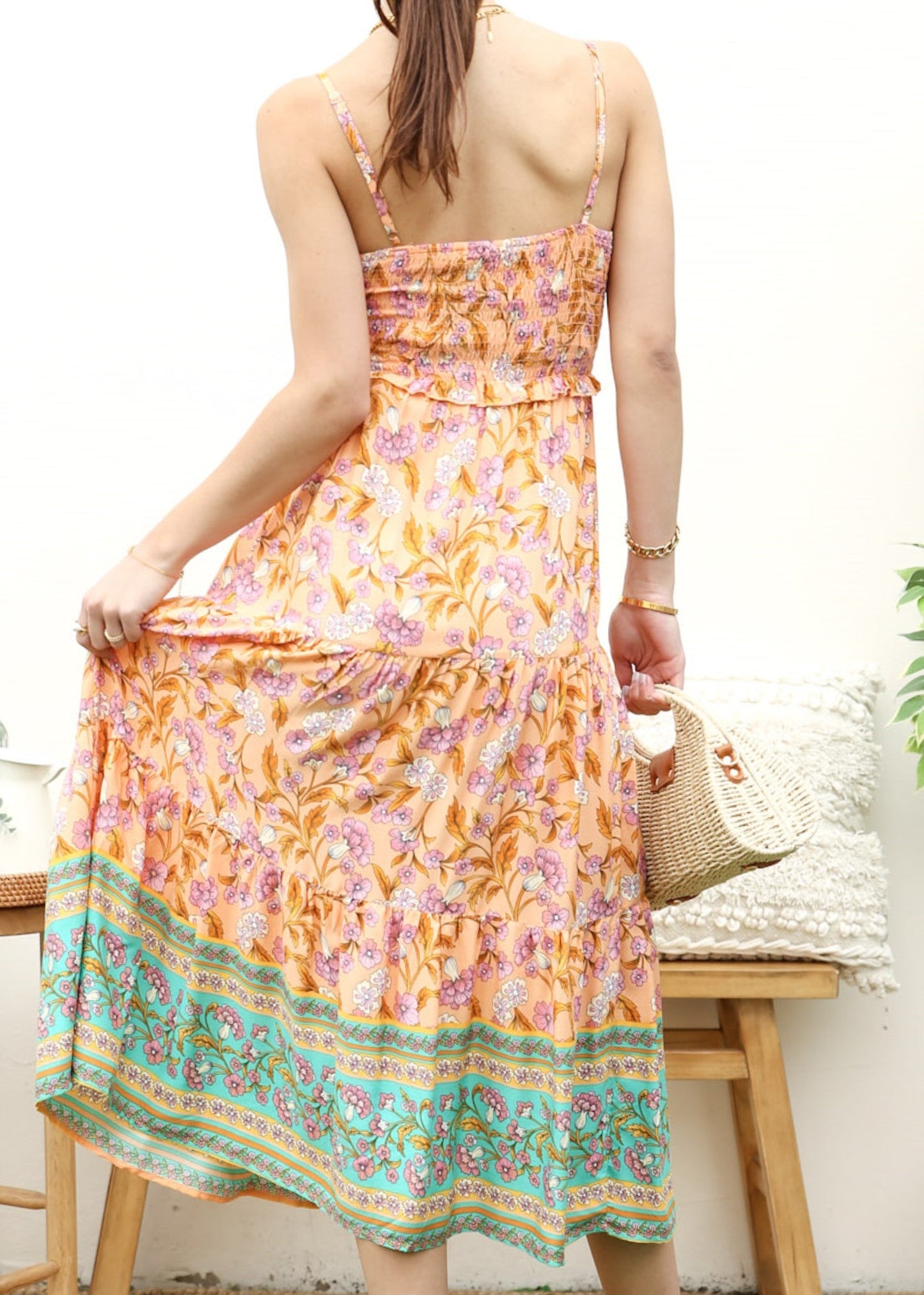 Ruffle Detail Tiered Bohemian Dress