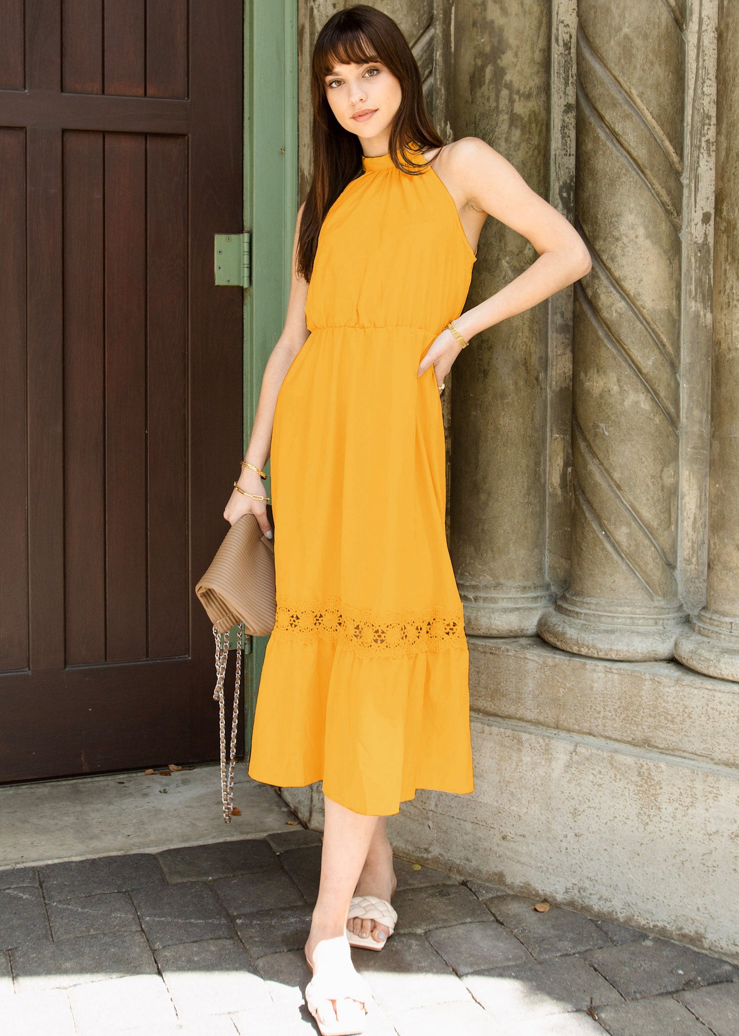 Halter Neck Tie Back Dress