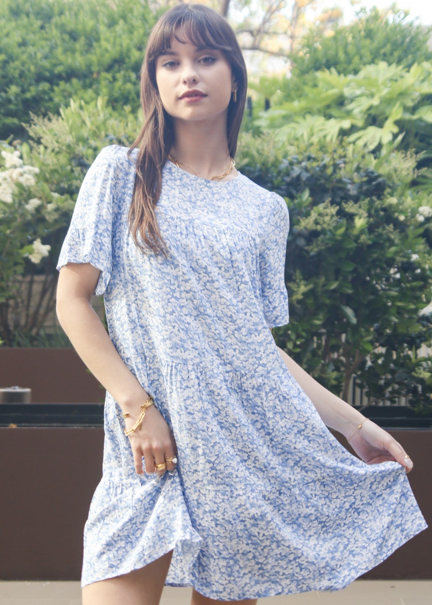 Round Neck Floral Shift Dress