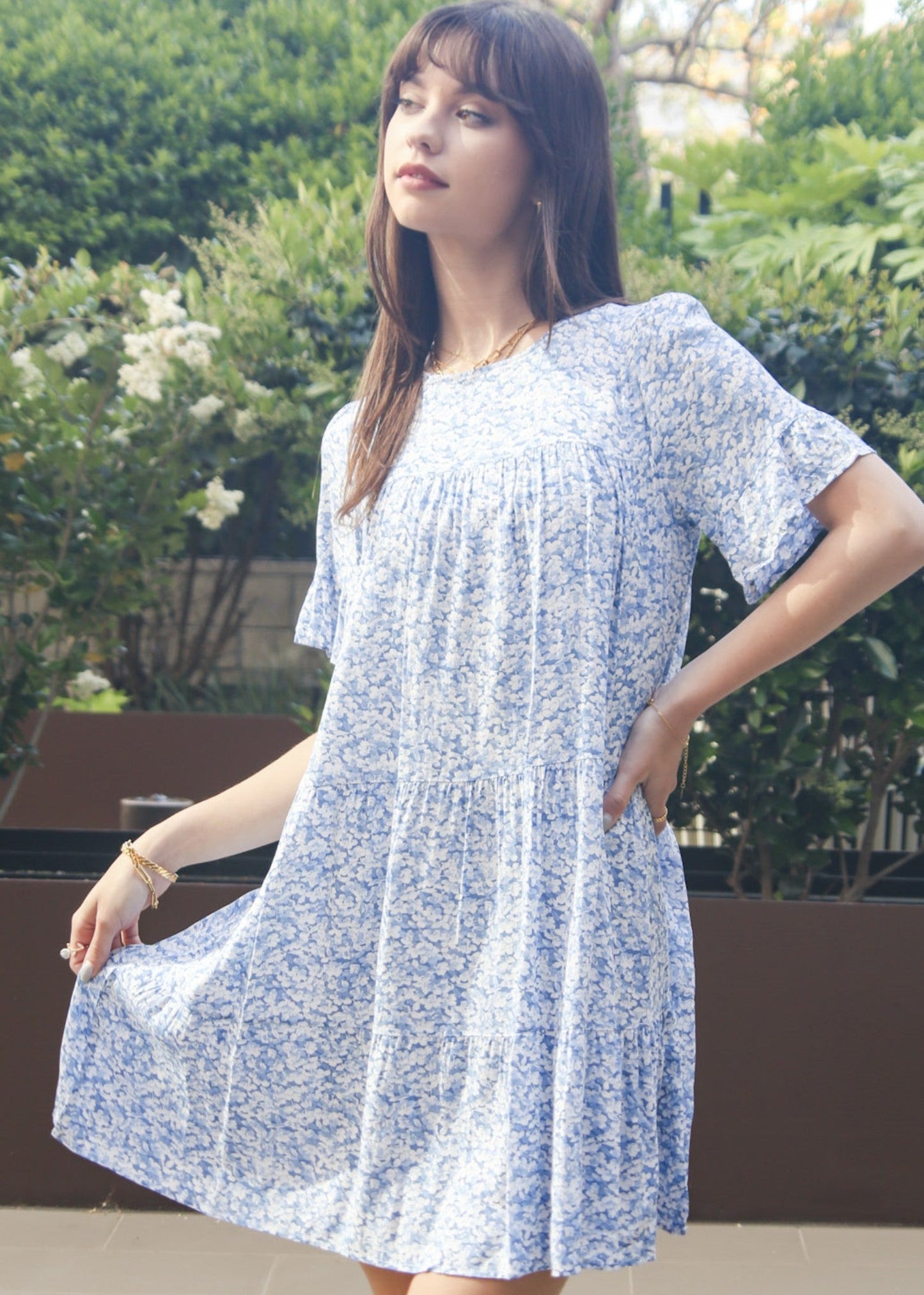 Round Neck Floral Shift Dress
