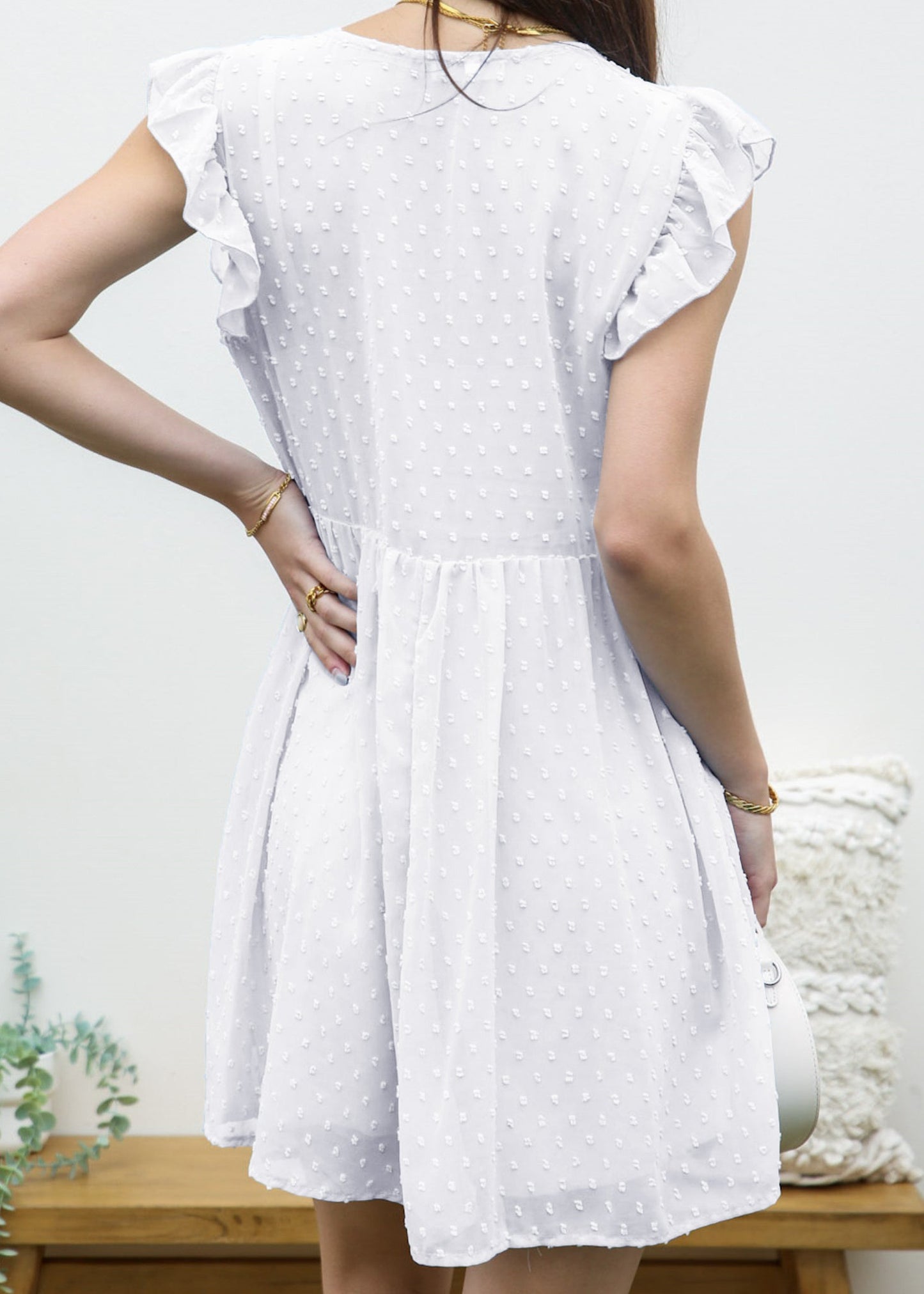 Swiss Dot Sheer Back Dress