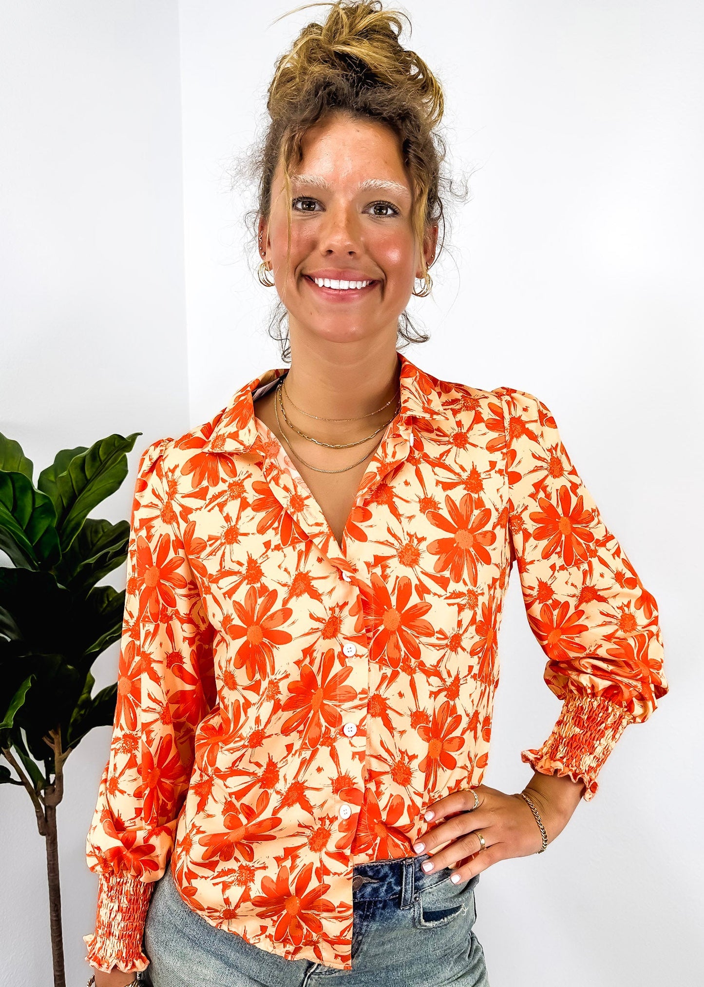 Floral Print Button Down Shirt