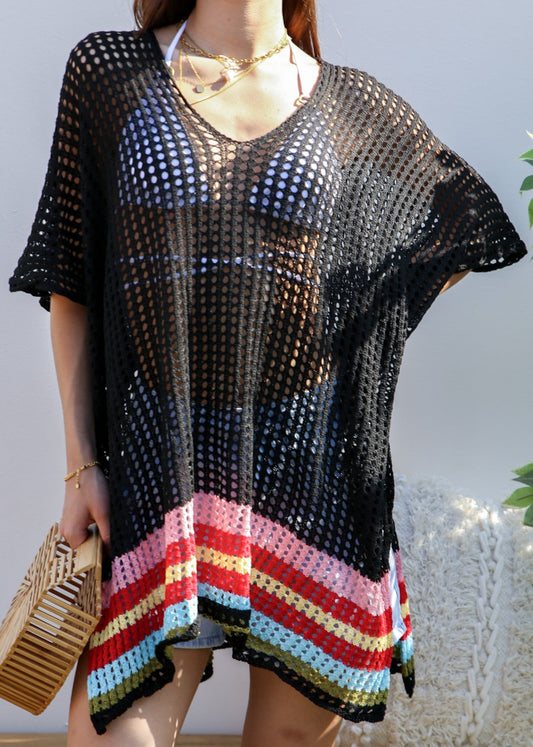 Rainbow Striped Hem Cover-Up
