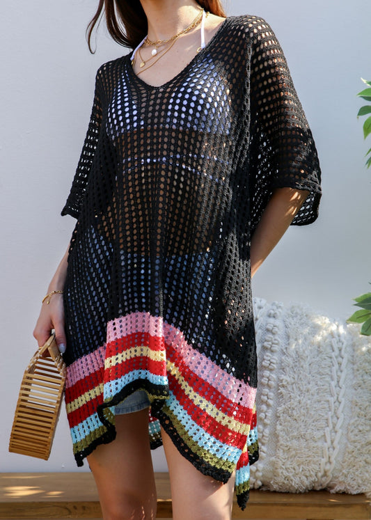 Rainbow Striped Hem Cover-Up