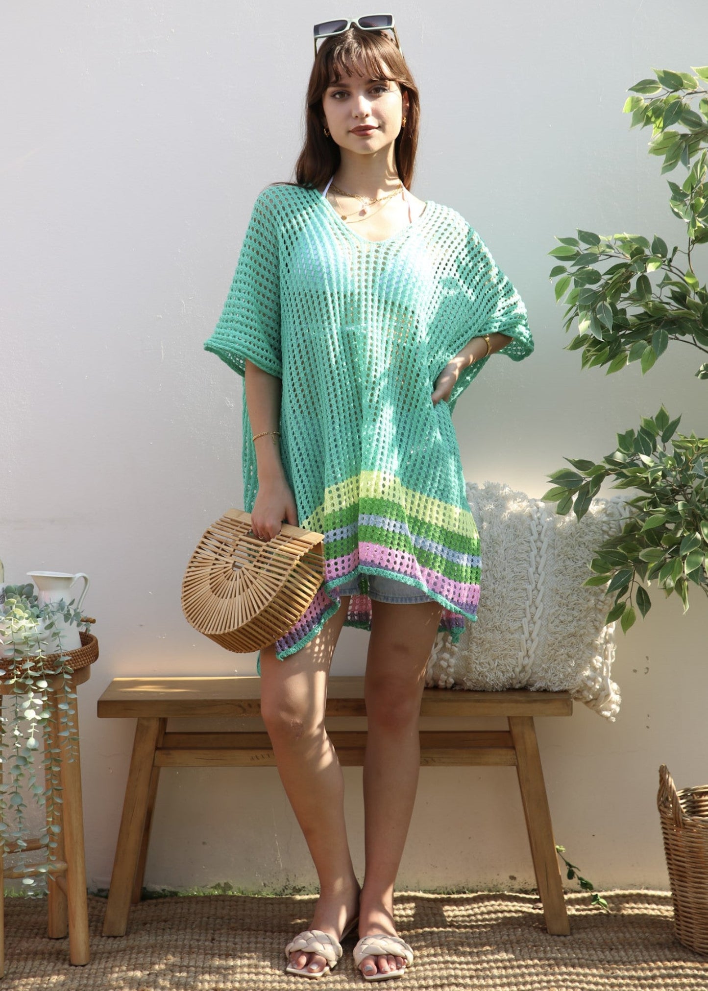 Rainbow Striped Hem Cover-Up