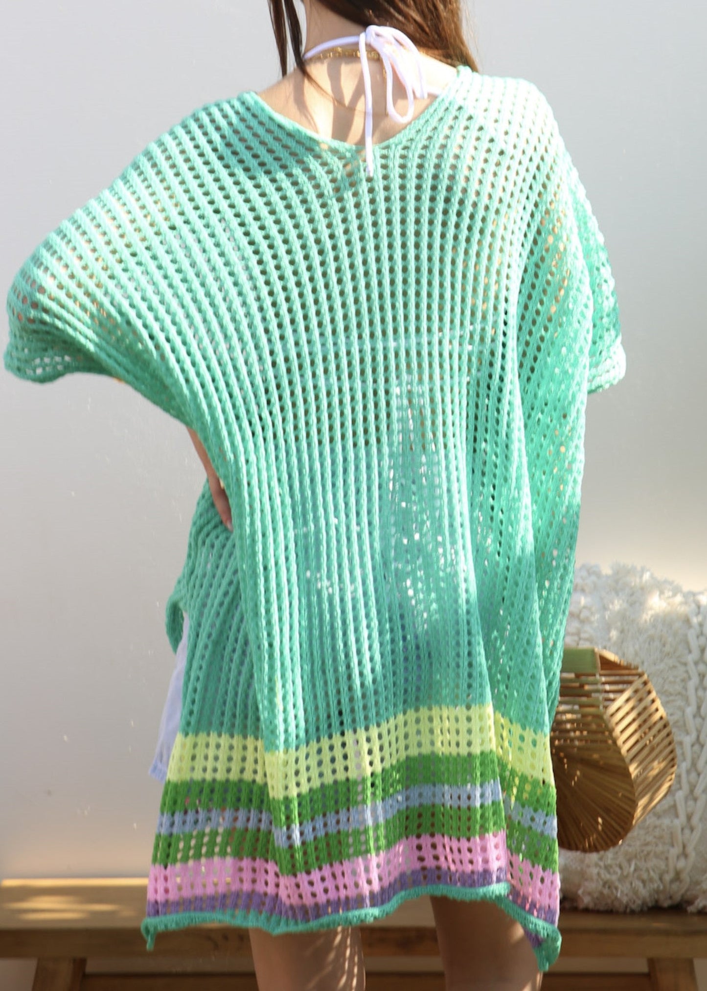Rainbow Striped Hem Cover-Up