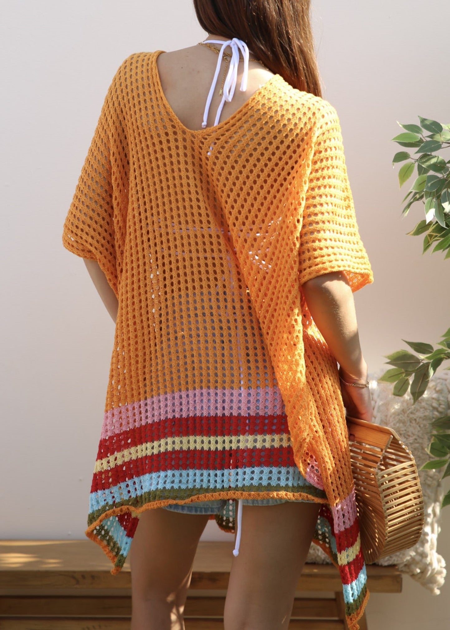 Rainbow Striped Hem Cover-Up