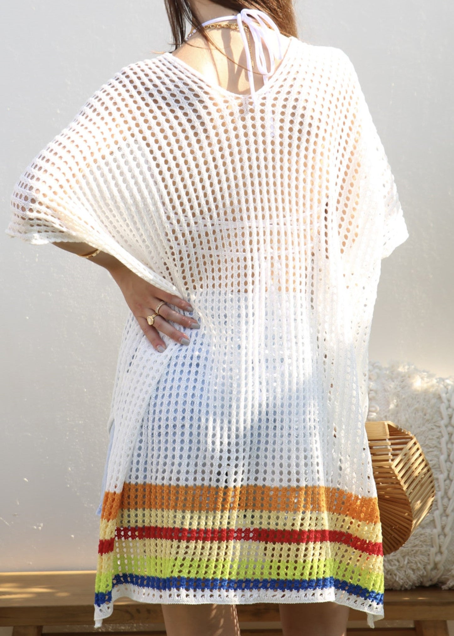 Rainbow Striped Hem Cover-Up