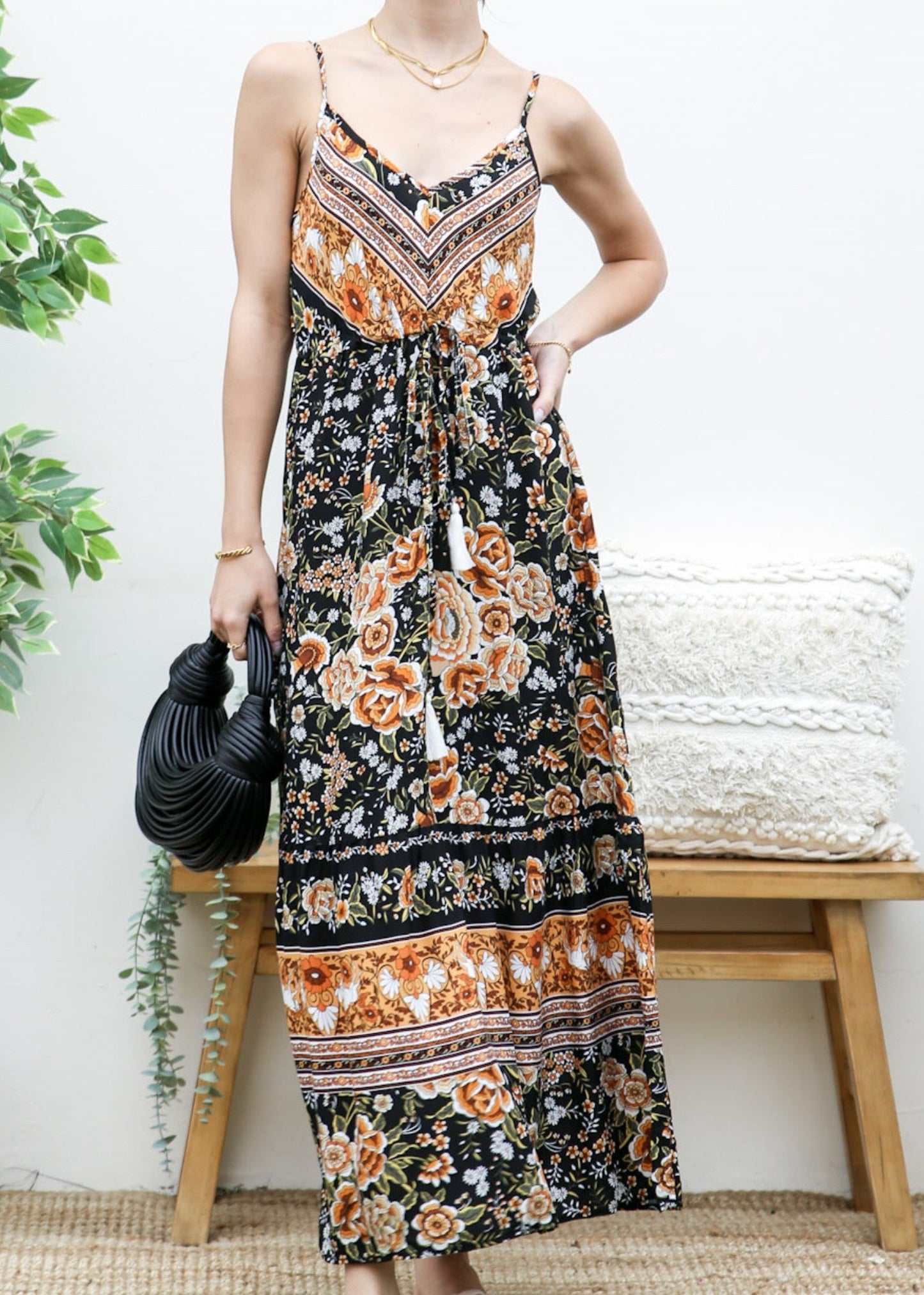 Tassel Tie Bohemian Maxi Dress