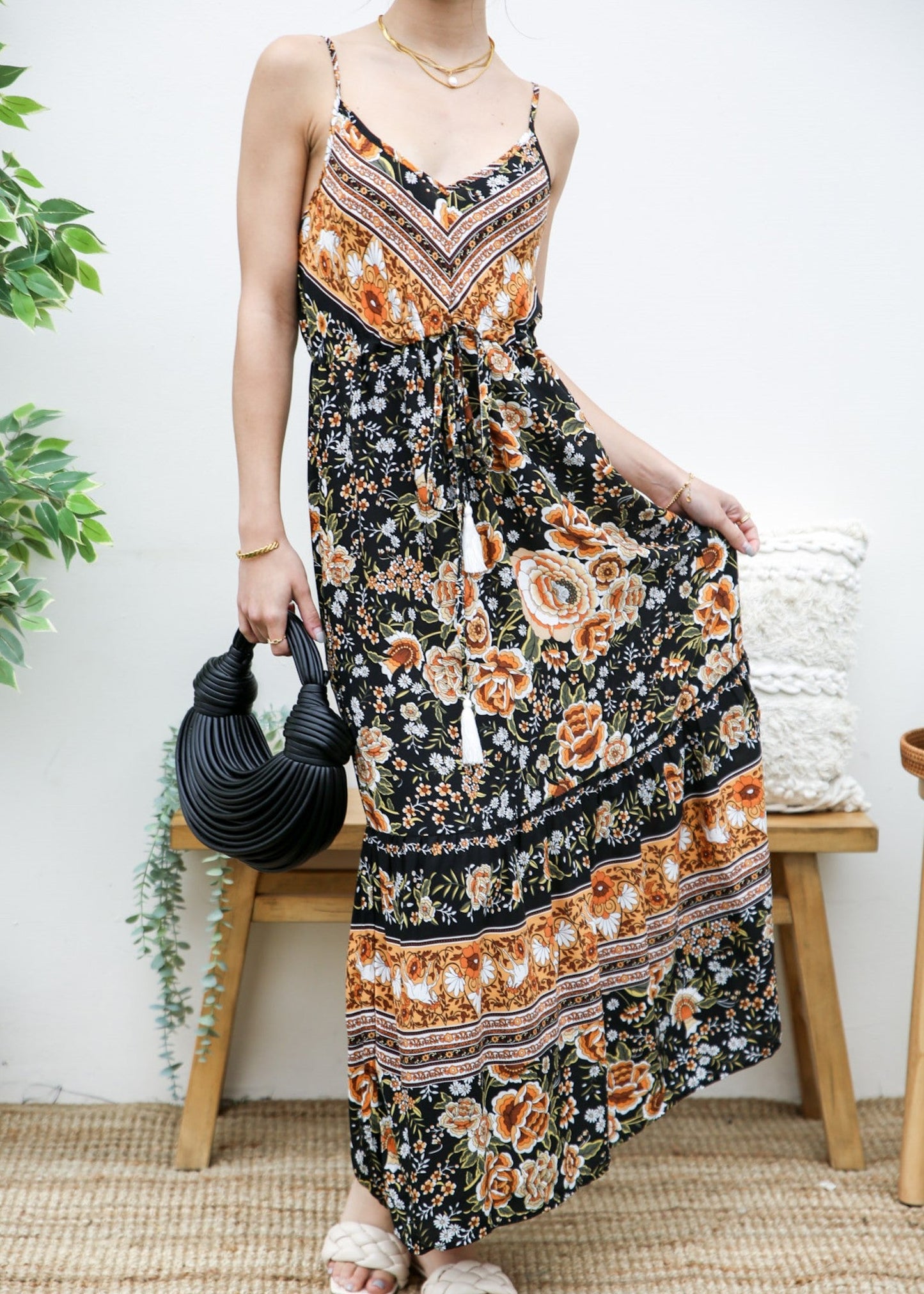 Tassel Tie Bohemian Maxi Dress