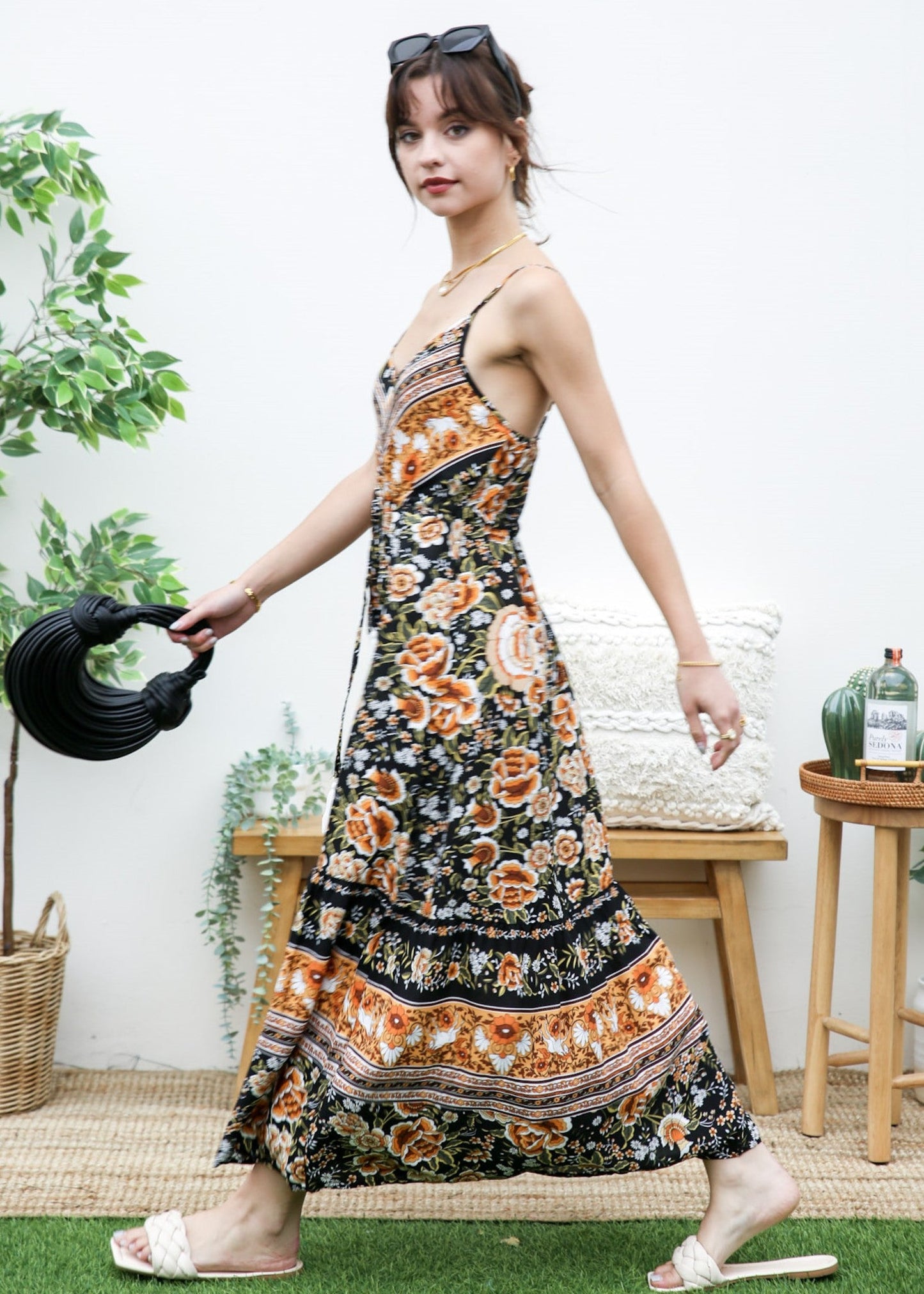 Tassel Tie Bohemian Maxi Dress