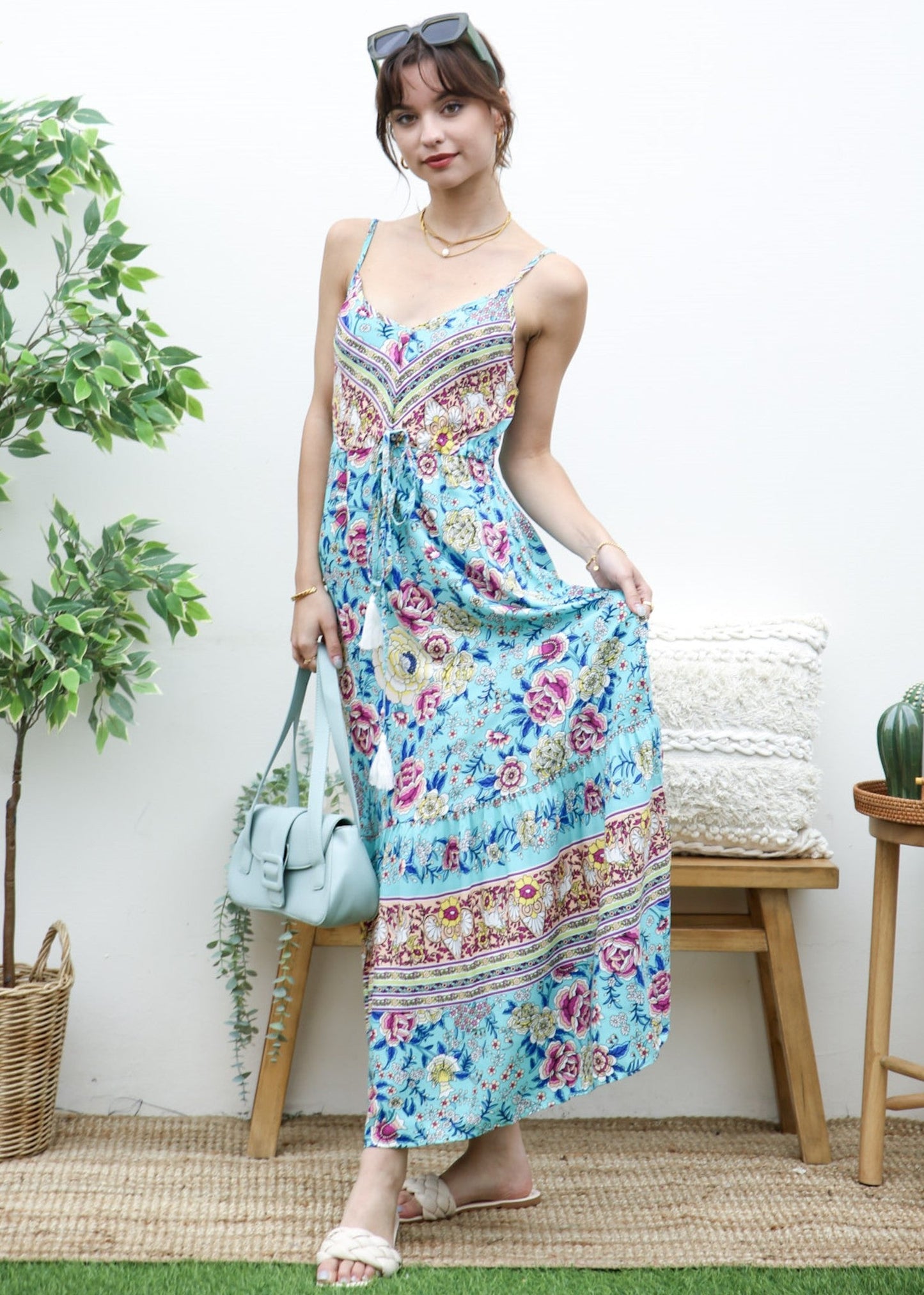 Tassel Tie Bohemian Maxi Dress