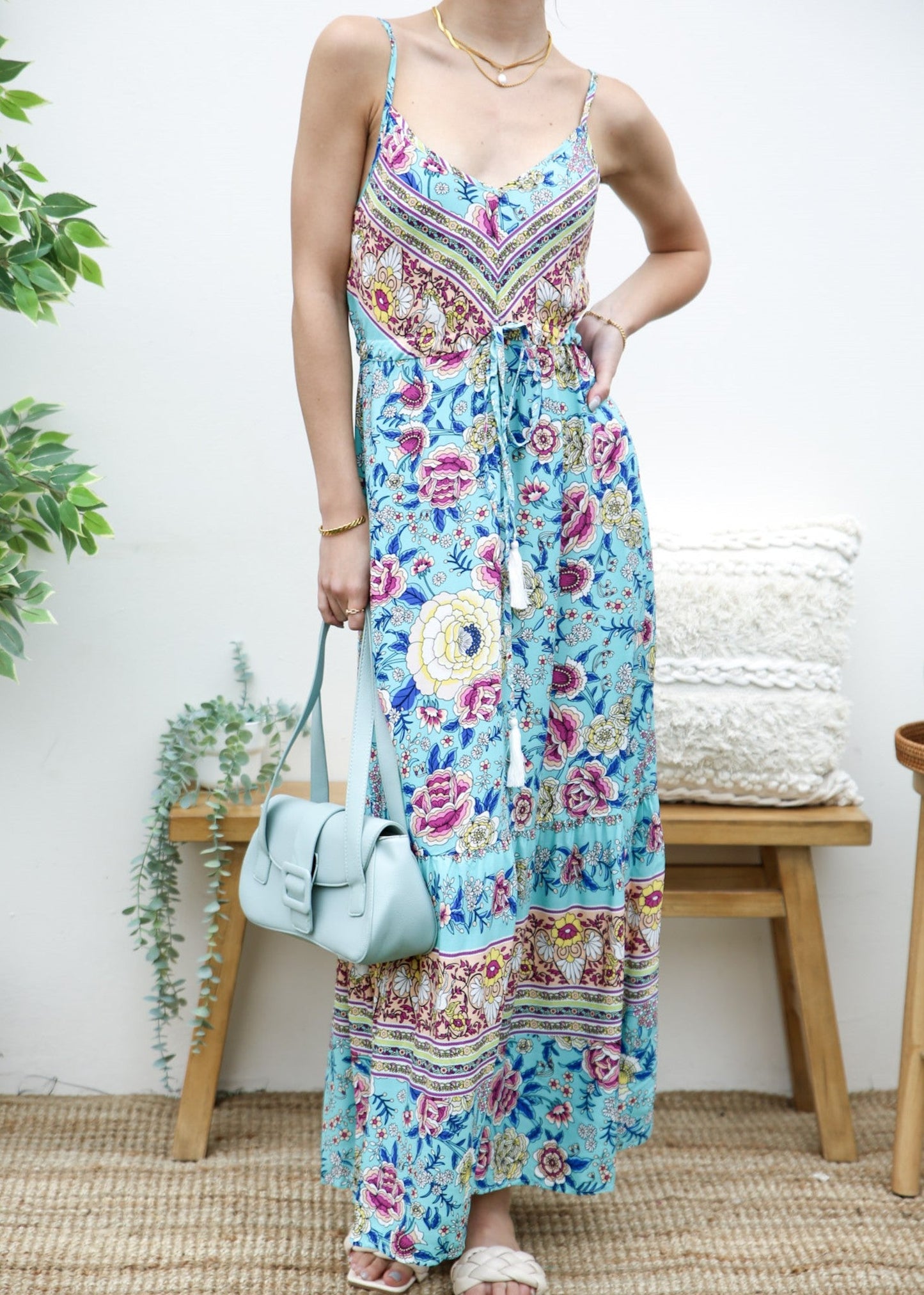 Tassel Tie Bohemian Maxi Dress