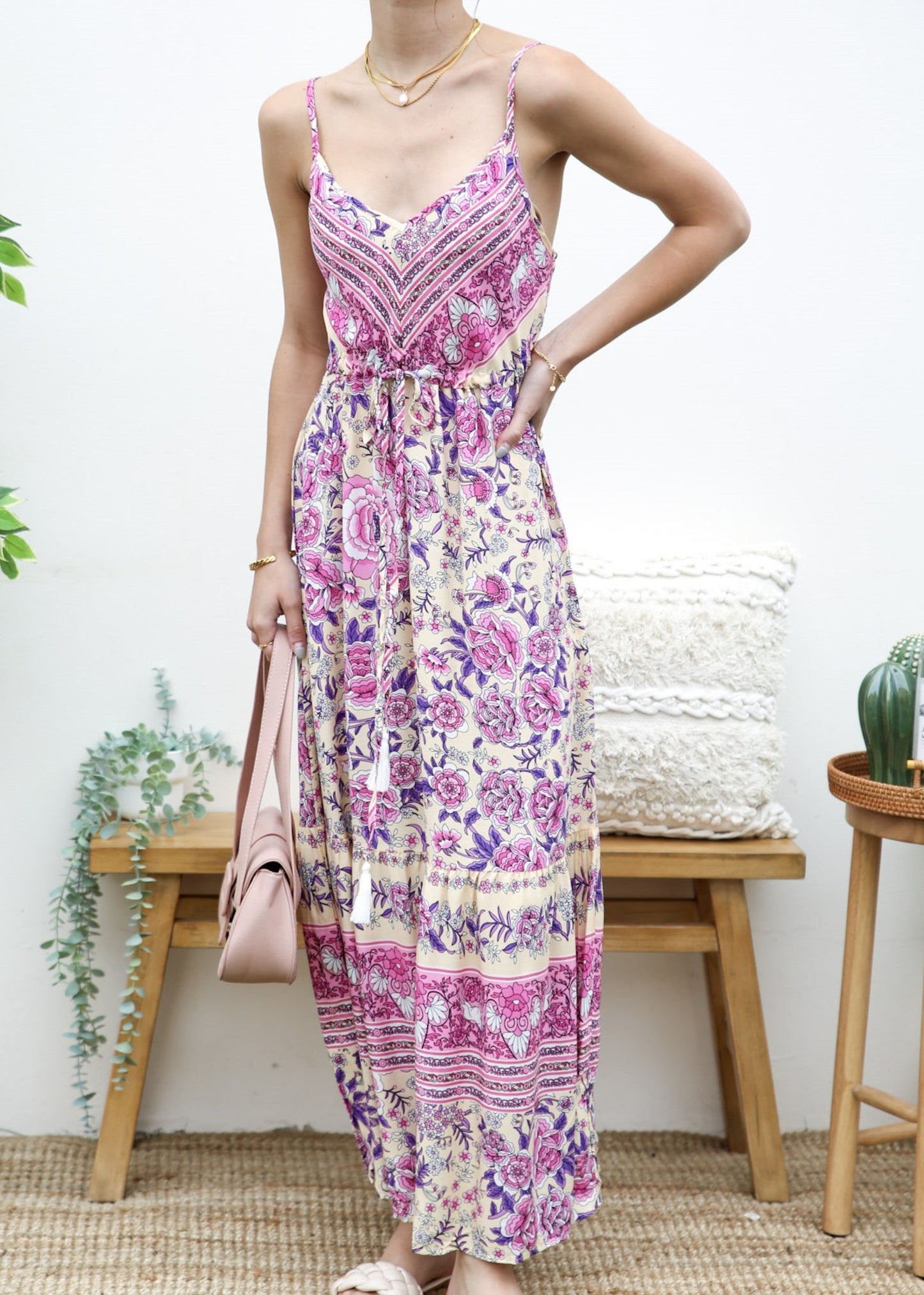 Tassel Tie Bohemian Maxi Dress