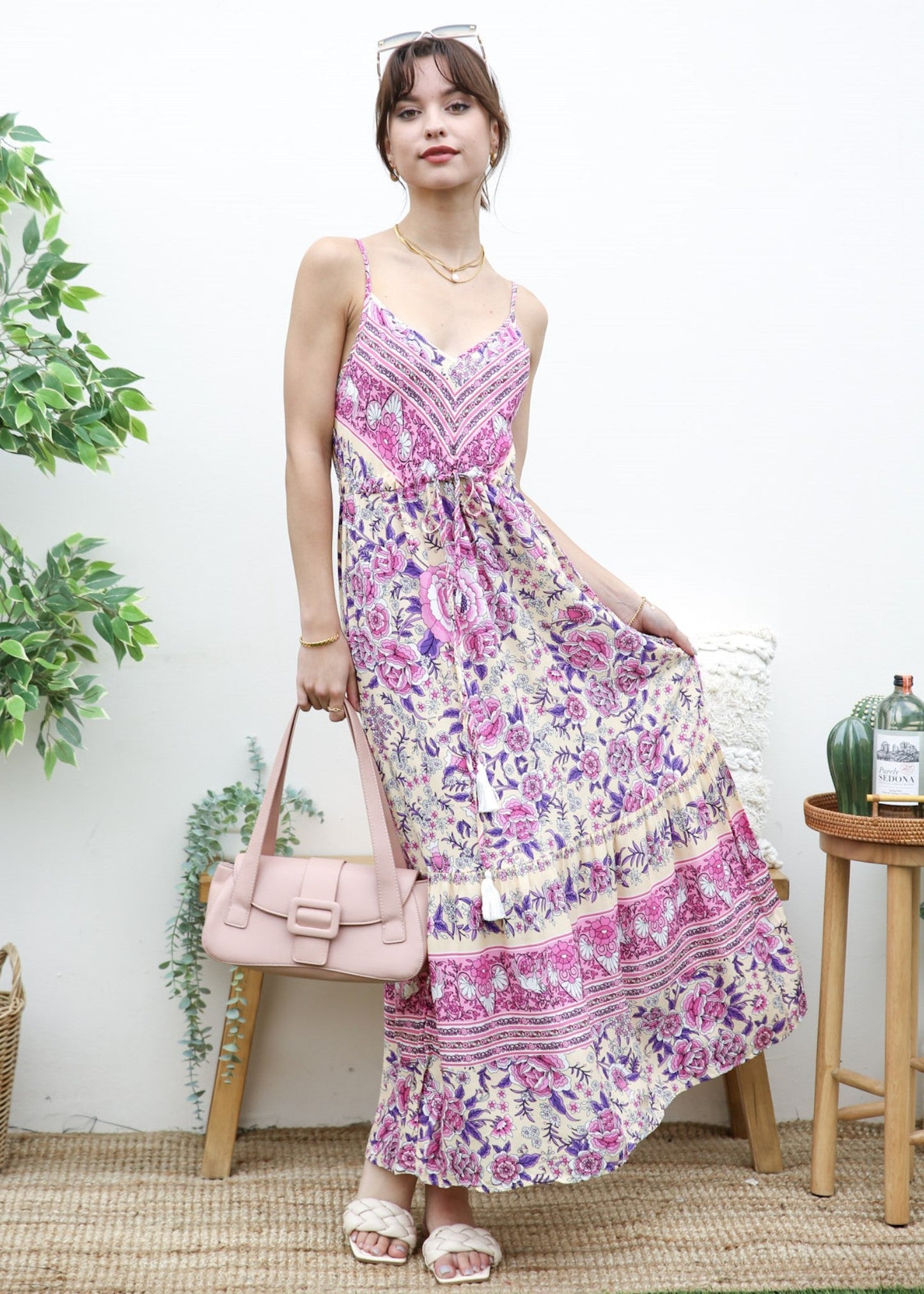 Tassel Tie Bohemian Maxi Dress