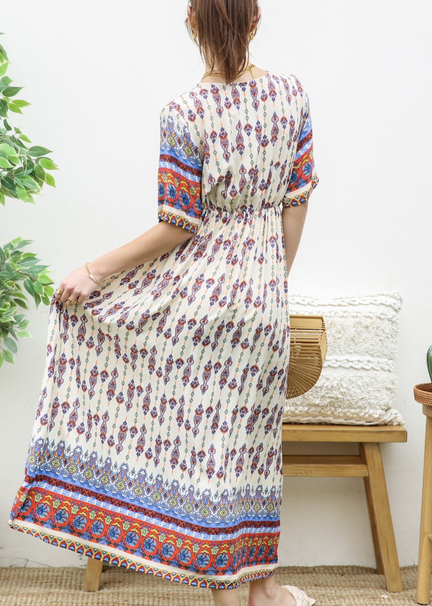 Surplice Neck Bohemian Maxi Dress