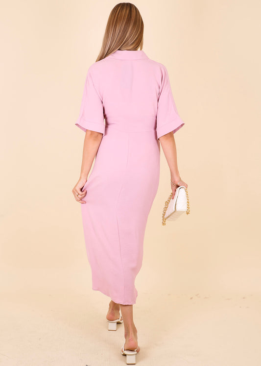 Ruched Collared Shirt Dress