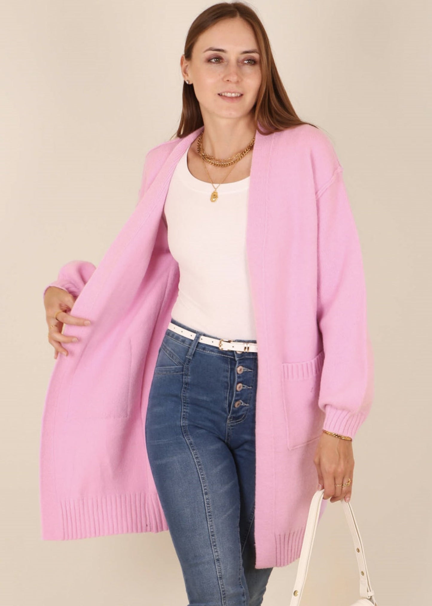 Long Sleeve Overcoat Sweater Open Front Cardi
