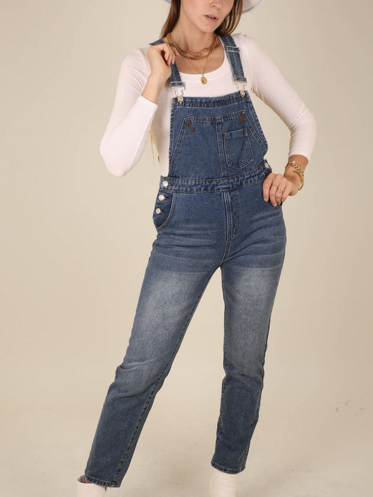 Faded Straight Leg Overalls