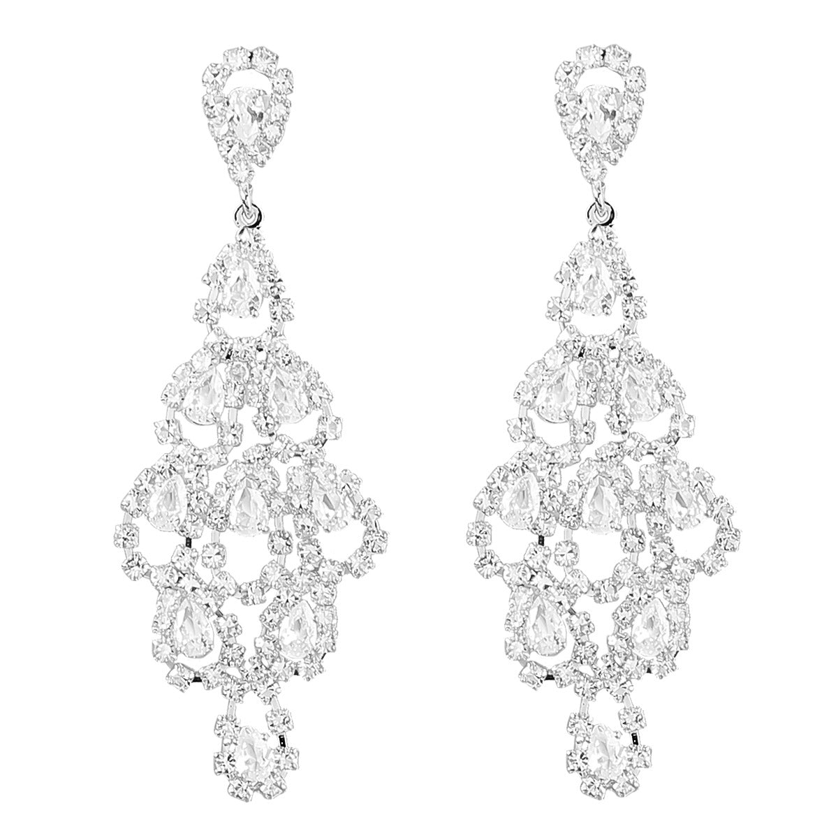 Fancy Crystal Embellished Dangle Earrings